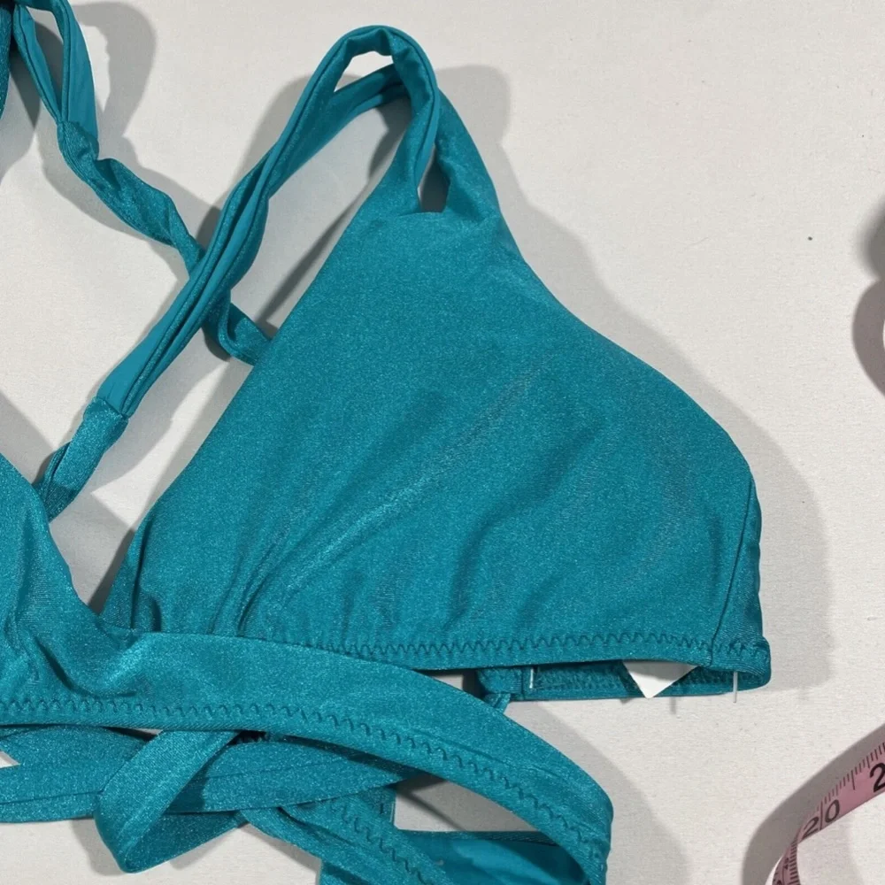 NEW $68 Becca‎ Shimmer Wrap Bikini Top In Arcadia [ SZ Large ]